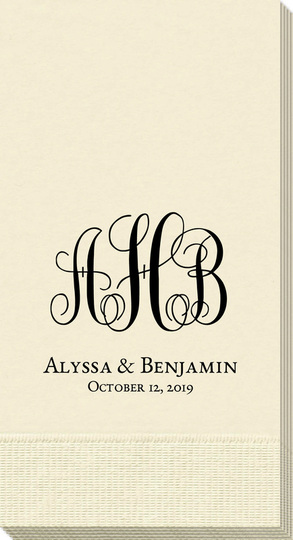 Fancy Script Monogram with Text Guest Towels